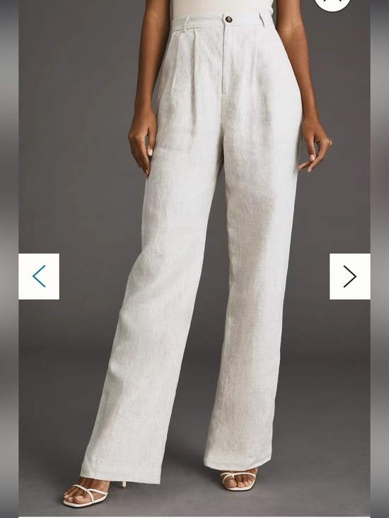 Reformation Pants - Reformation Wide-Leg High-Rise Linen Trousers in Light Taupe
